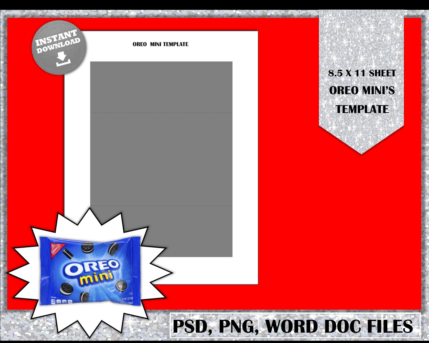 Instant Download Mini Oreo Template Party Favors Treats Etsy Instant Download Mini Oreo Template Party Favors Treats Etsy