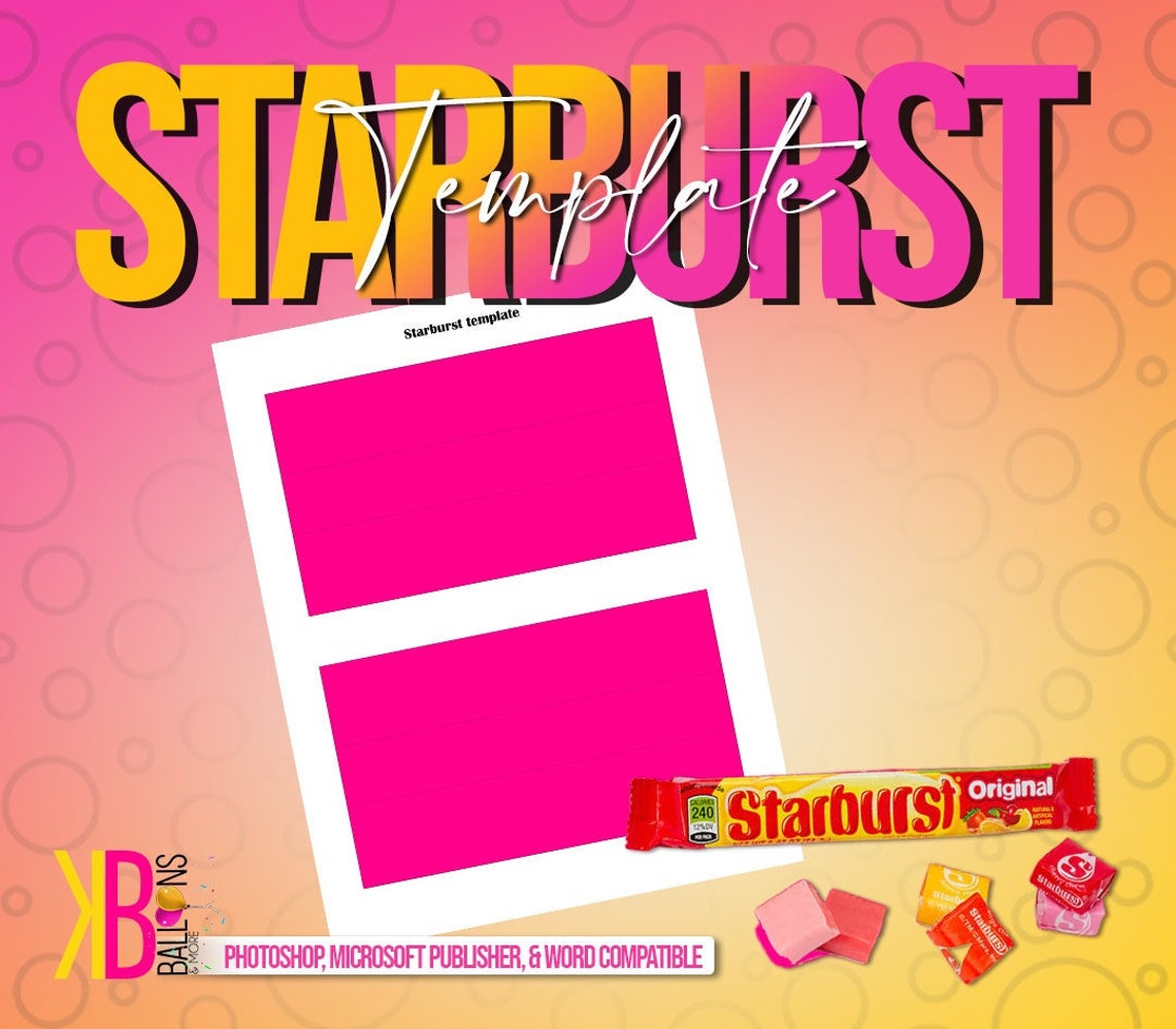 Instant Download Starburst Template Party Favors Treats Kids Parties Etsy