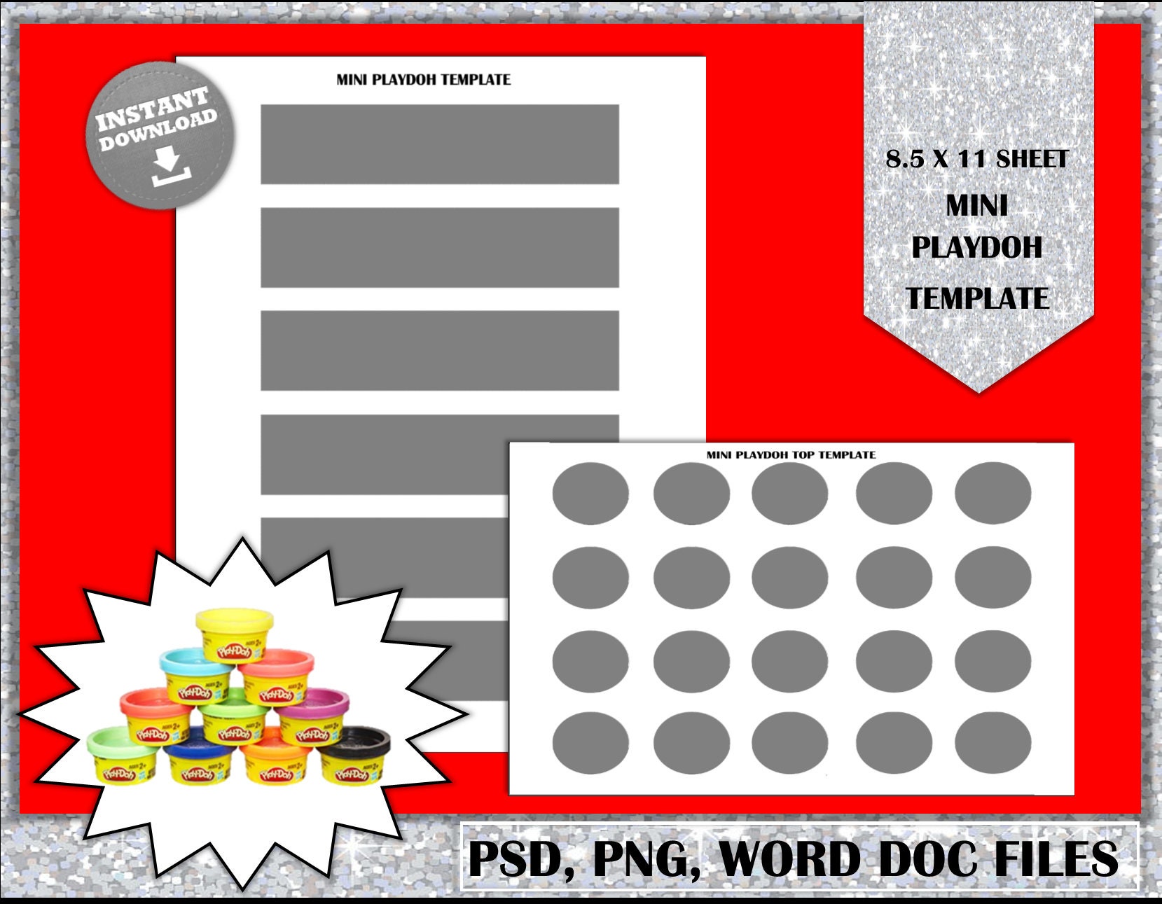 Instant Download Mini Playdoh Template Party Favors Treats Etsy