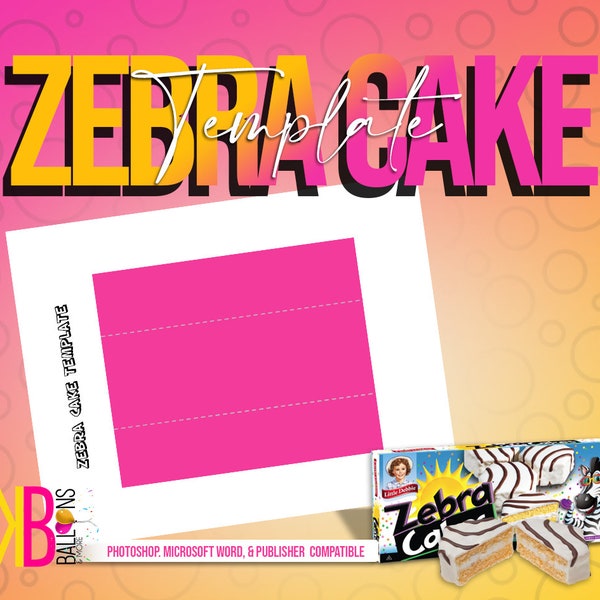 Instant Download Zebra Cake Template - Party Favors- Treats- Kids parties