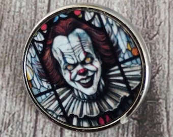 Insignia de solapa de payaso: broche de metal de terror