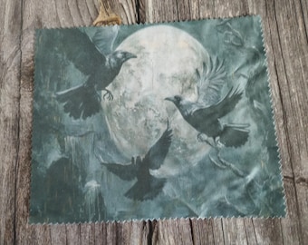 Raven Lens Cloth: Spooky Gothic Glasses Wipe