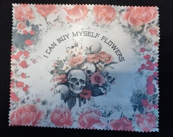 Lens cloth, glasses cloth, Skull and flowers