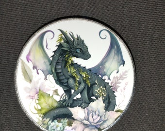 Black Dragon Fridge Magnet, Dragon magnet, dragon stocking filler, fantasy gift