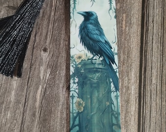 Gothic Bookmark, Crow Bookmark, Raven bookmark, Metal bookmark