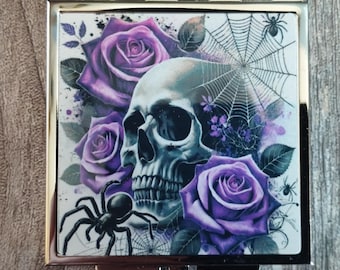 Skull Compact Mirror: Gothic Makeup Pocket Mirror