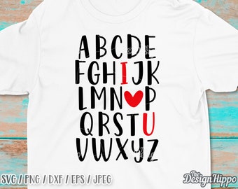 Abc I love you svg, PNG, I love you alphabet svg, Teacher valentine svg, Cute, Kids, Valentine heart svg, Boy, Girl, Cricut, Cut files, DXF