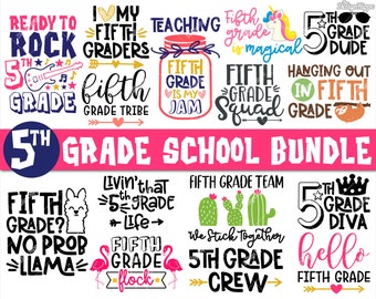 Fifth grade svg bundle, 5th grade teacher svg, Boy, Girl, Back to school, 1st day of school, Crew, Squad, Tribe, Team, Cricut cut files, PNG