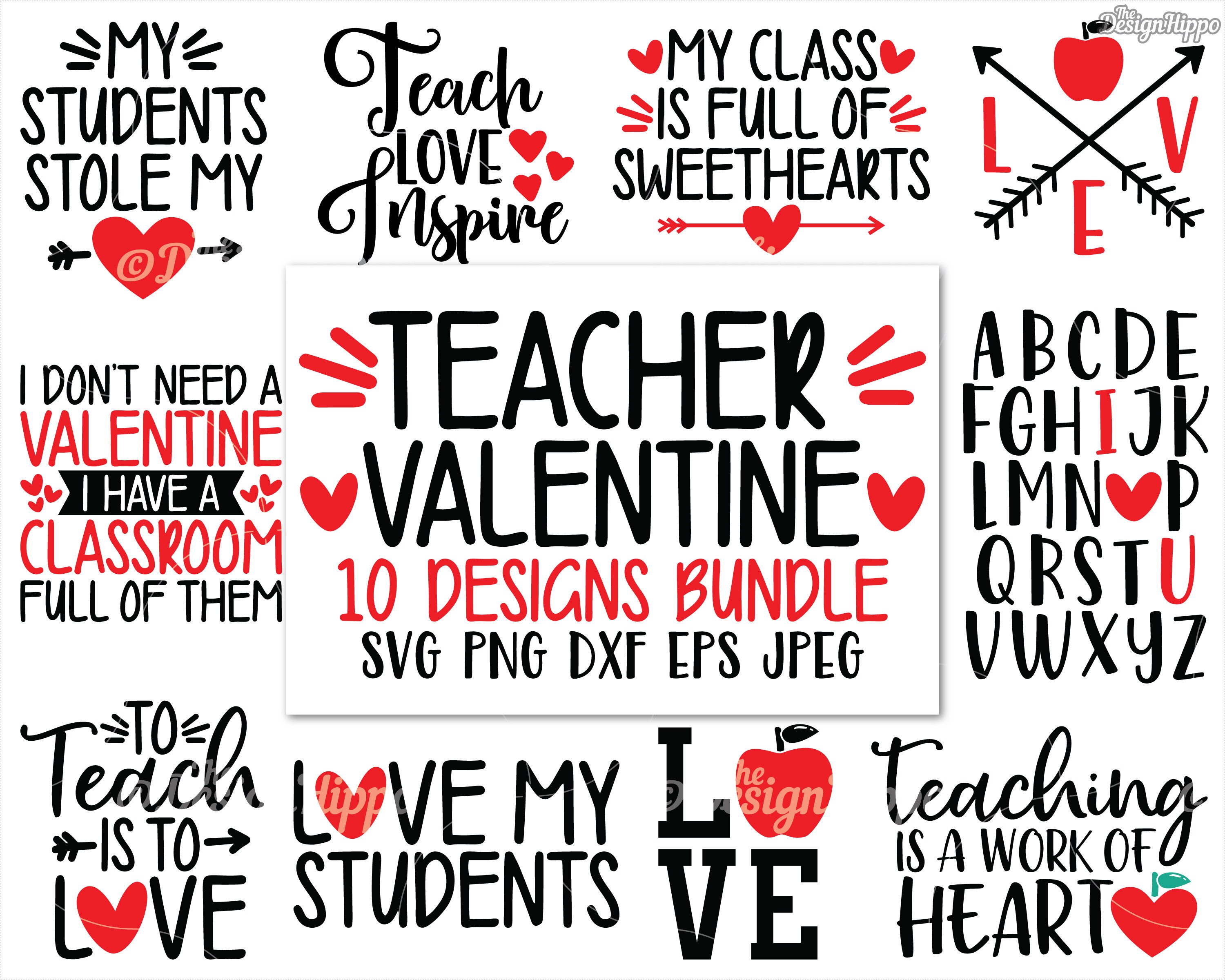Download Teacher valentine svg Bundle PNG Abc I love you Teacher | Etsy