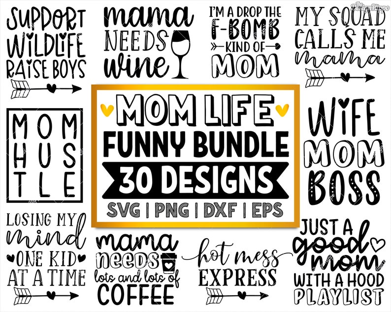Download Funny mom svg bundle Cricut designs PNG DXF Cut files Mom ...