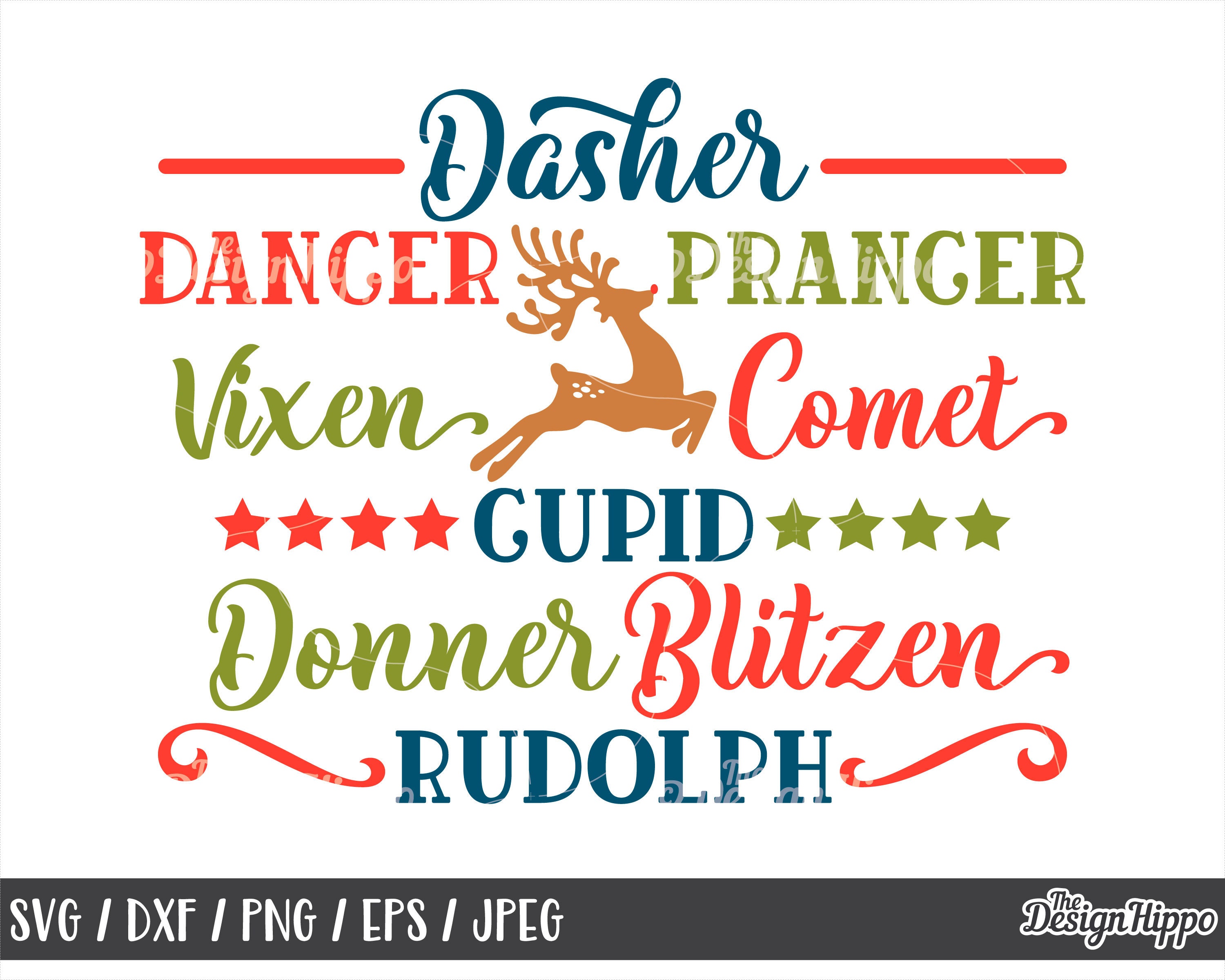 Download Reindeer names svg Christmas reindeer names svg Rudolph ...