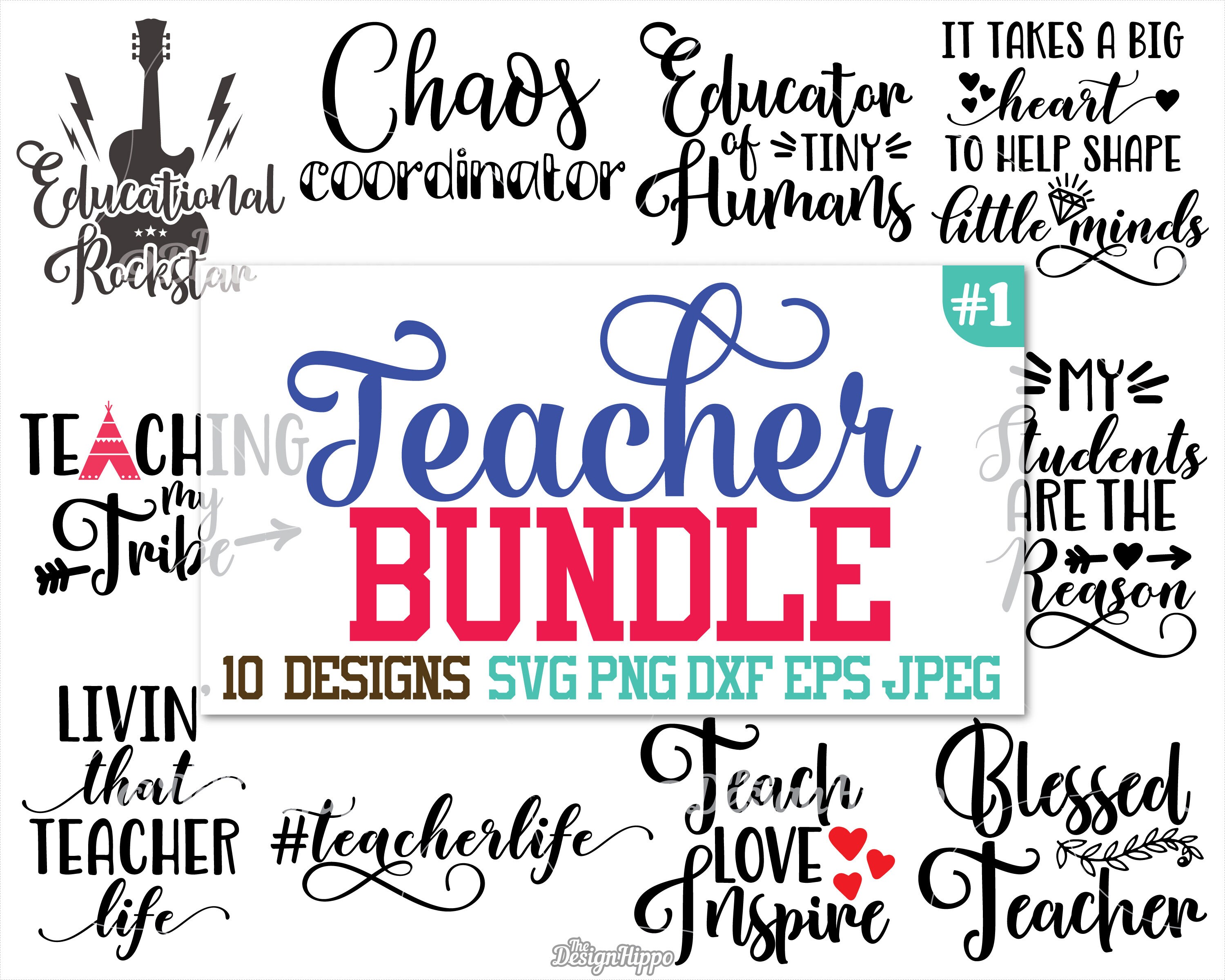 Teacher svg bundle, Teacher bundle svg, Teach love inspire, Chaos coo…