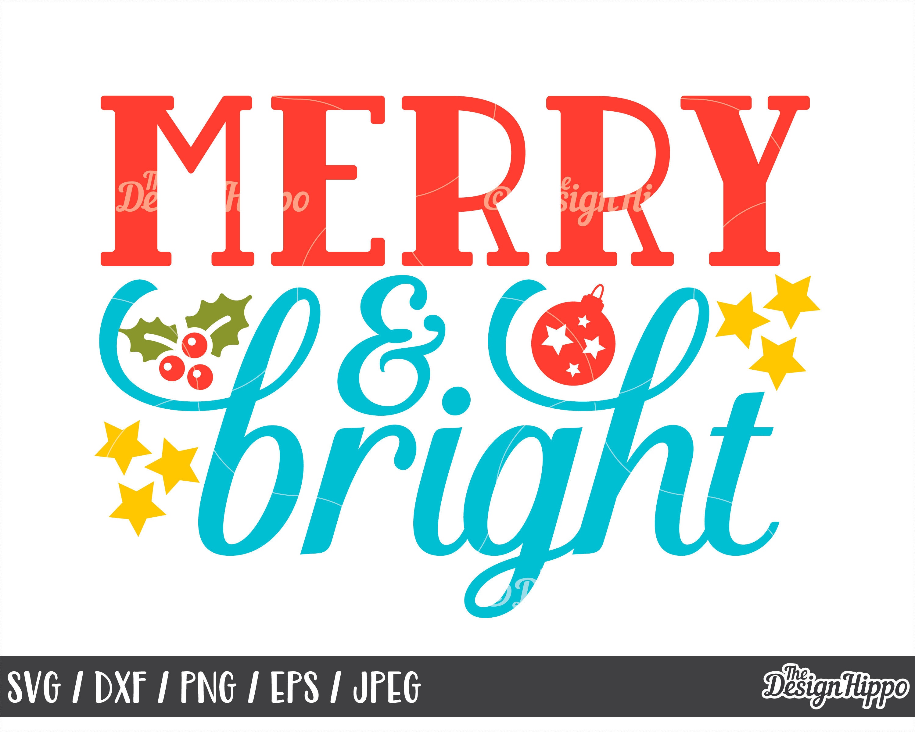Merry and Bright Svg Merry Svg Bright Svg Christmas Svg | Etsy