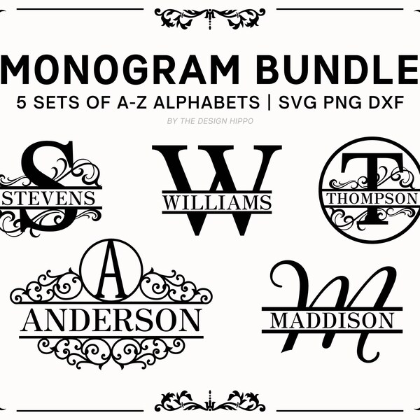 fancy letter writing paper Split Monogram SVG Bundle Split Letters PNG Fancy Alphabet Circle Monogram Font Family Name Monogram Cut Files for Cricut Digital Download