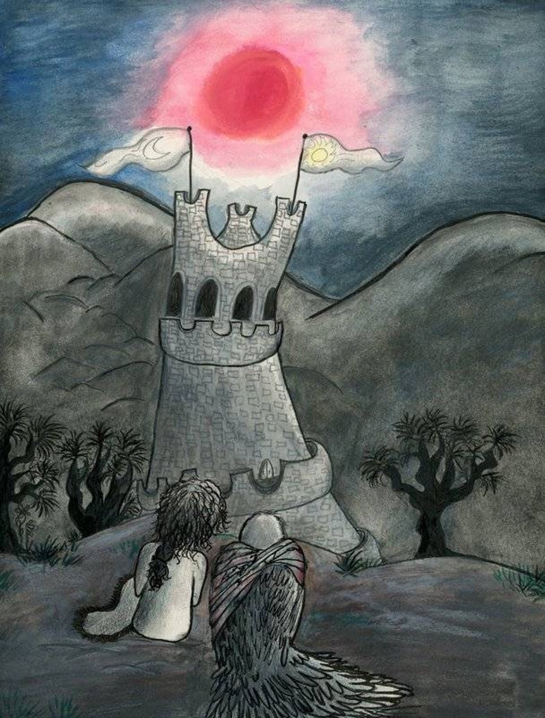 Crimson Moonlight illustration from Mintadolie children/'s room wall art whimsical art forest theme wall art available in 8\u00d710 print