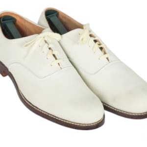 50s NOS White Oxford Shoes Vintage 60s Plain Toe Suede 