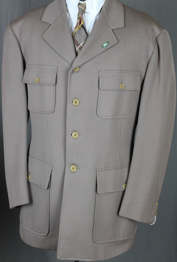 Large 30s Beige SB Belted Back Sports Jacket - 40s