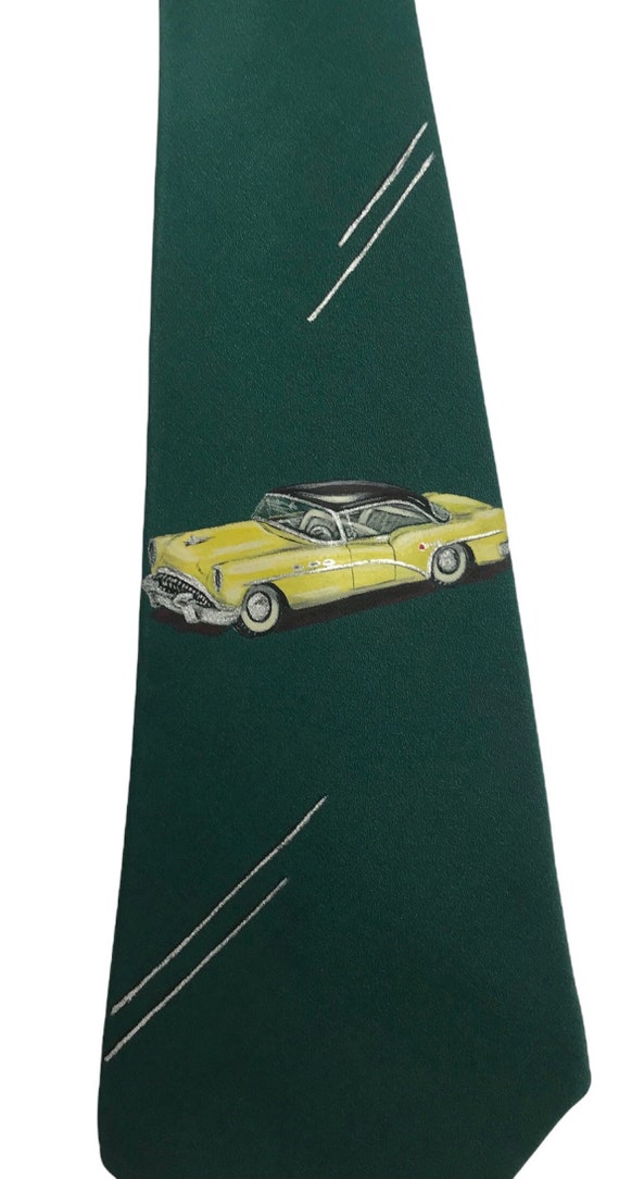 RESERVED - 1954 Buick Hand Painted Tie - Vintage … - image 1