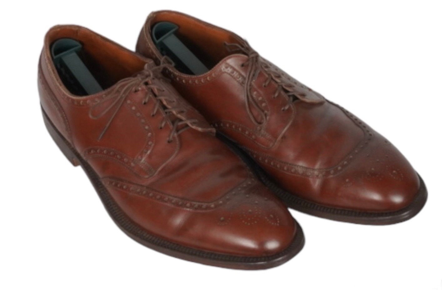 40s 50s Brown Oxford Shoes Vintage Oviatts U Wing Leather 