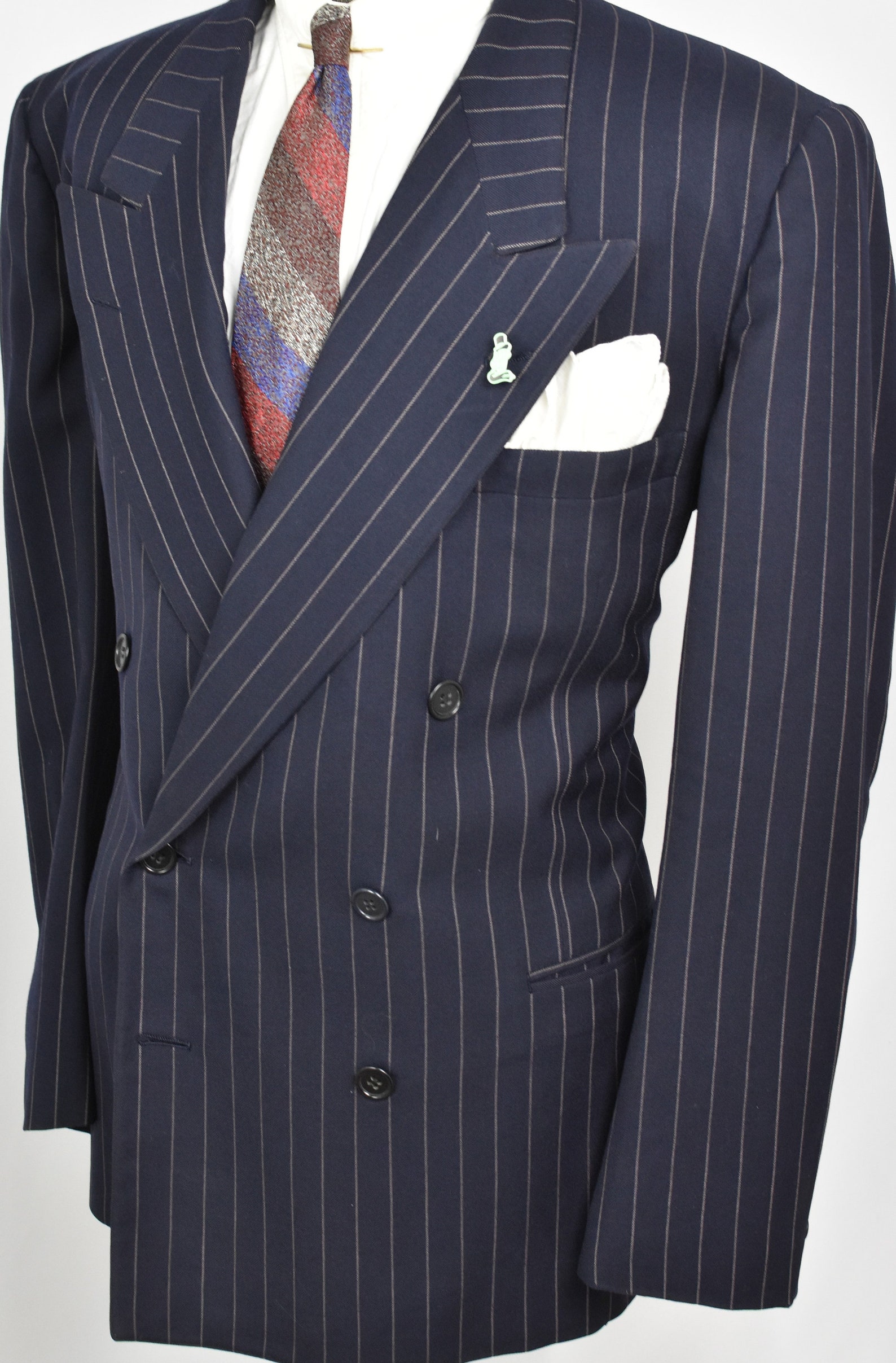 RESERVED XL 30s Navy DB Chalk Stripe Suit 40s Vintage | Etsy