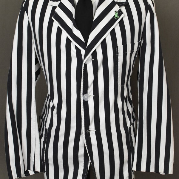 20s Black & White Striped SB Sport Coat - 30s Collegiate Rowing Jacket Blazer