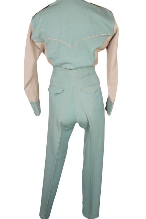 40s Teal Tan Western Suit - Vintage Womens 2 Tone… - image 2