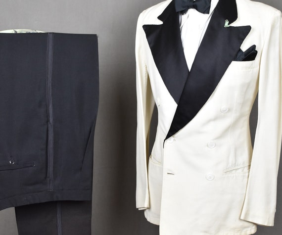 30s Black & White DB Tuxedo - 40s Tropical Palm Be