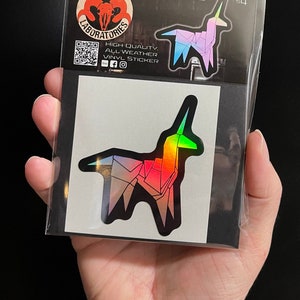 Holographic Unicorn Vinyl Sticker! Cyberpunk Movie Blade Runner All Weather 3&quot; Metallic Decal.