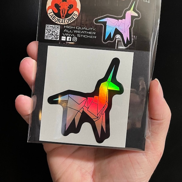 Holographic Unicorn Vinyl Sticker! Cyberpunk Movie Blade Runner All Weather 3" Metallic Decal.