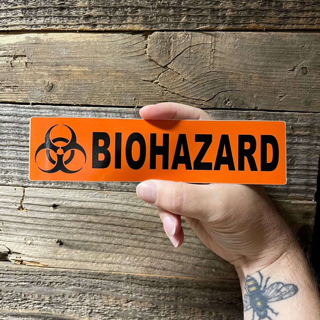Biohazard BUMPER STICKER Hazard Bio Warning Decal Weatherproof 8 Long