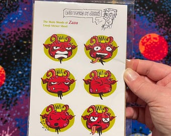 Zazu The Demon Emoji Moods STICKER Sheet! SIX fun waterproof vinyl decals for your stationery, water bottle, journal, notebook or planner!