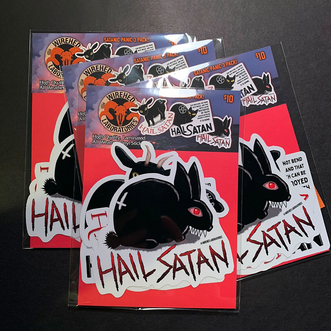 HAIL SATAN Bunny Vinyl Sticker! 4.5