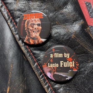 ZOMBIE 1.25&quot; Button Set! Fulci cult horror movie icon two pin gift pack!