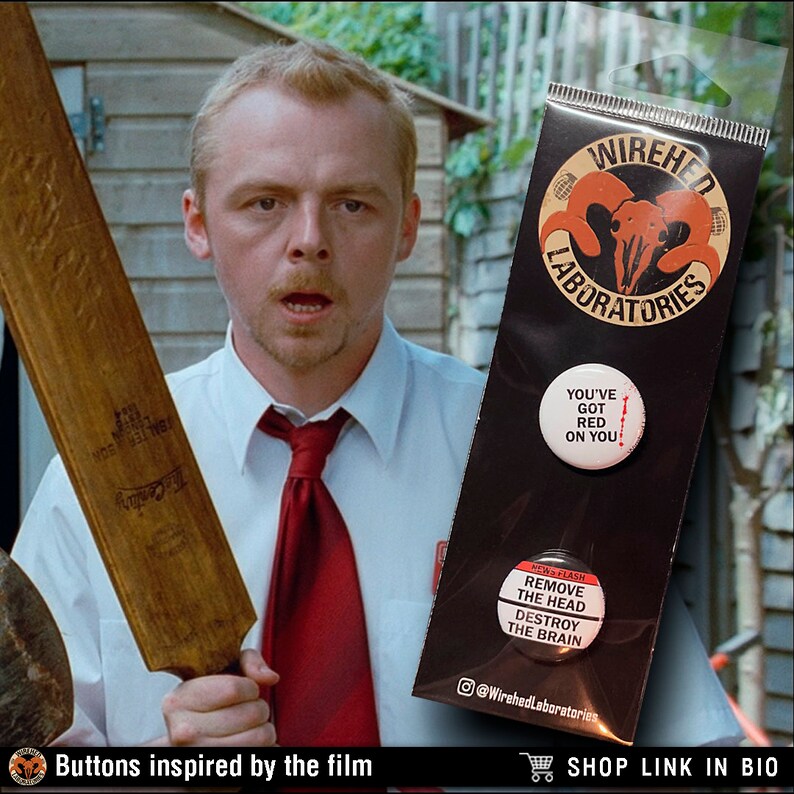 Shaun of the Dead 1 Button Set Two Pins Inspired by the Etsy