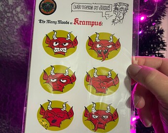 Krampus STICKER Sheet! SIX scary fun waterproof vinyl decals for your stationery, water bottle, or planner! Holiday Yule Moods of Krampus!