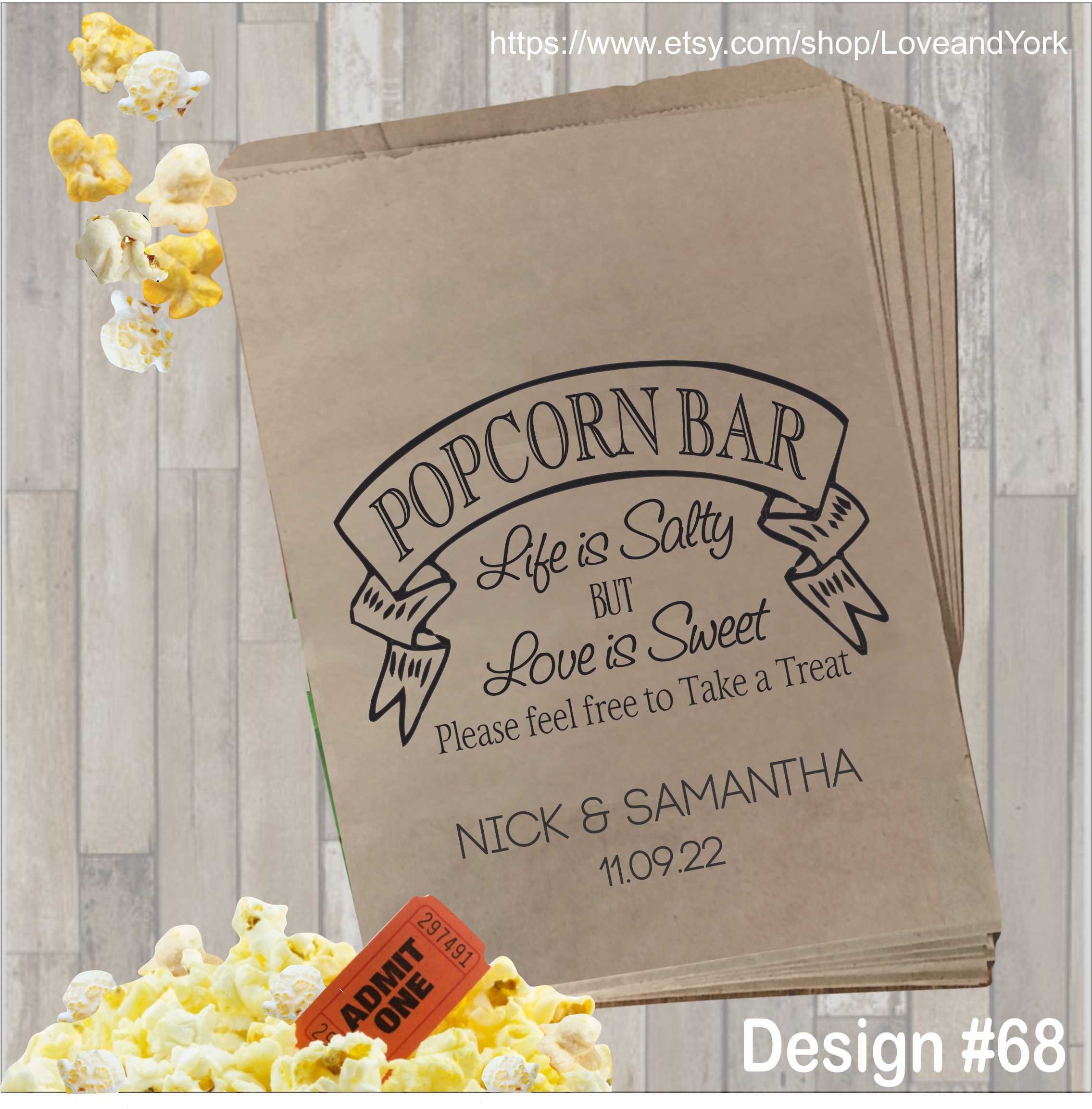 Wedding Popcorn Bags Popcorn favor bags Treat Bags for Etsy