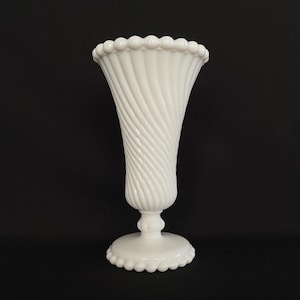 Vintage Westmoreland Milk Glass Swirl & Ball Trumpet Vase - Milkglass Bouquet Vase