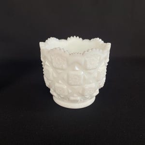 Vintage Westmoreland Old Quilt Motif Bright Opaque White Milk Glass Open Sugar Bowl | Candy Serving Dish  Milkglass  c1950s - Hallmarked
