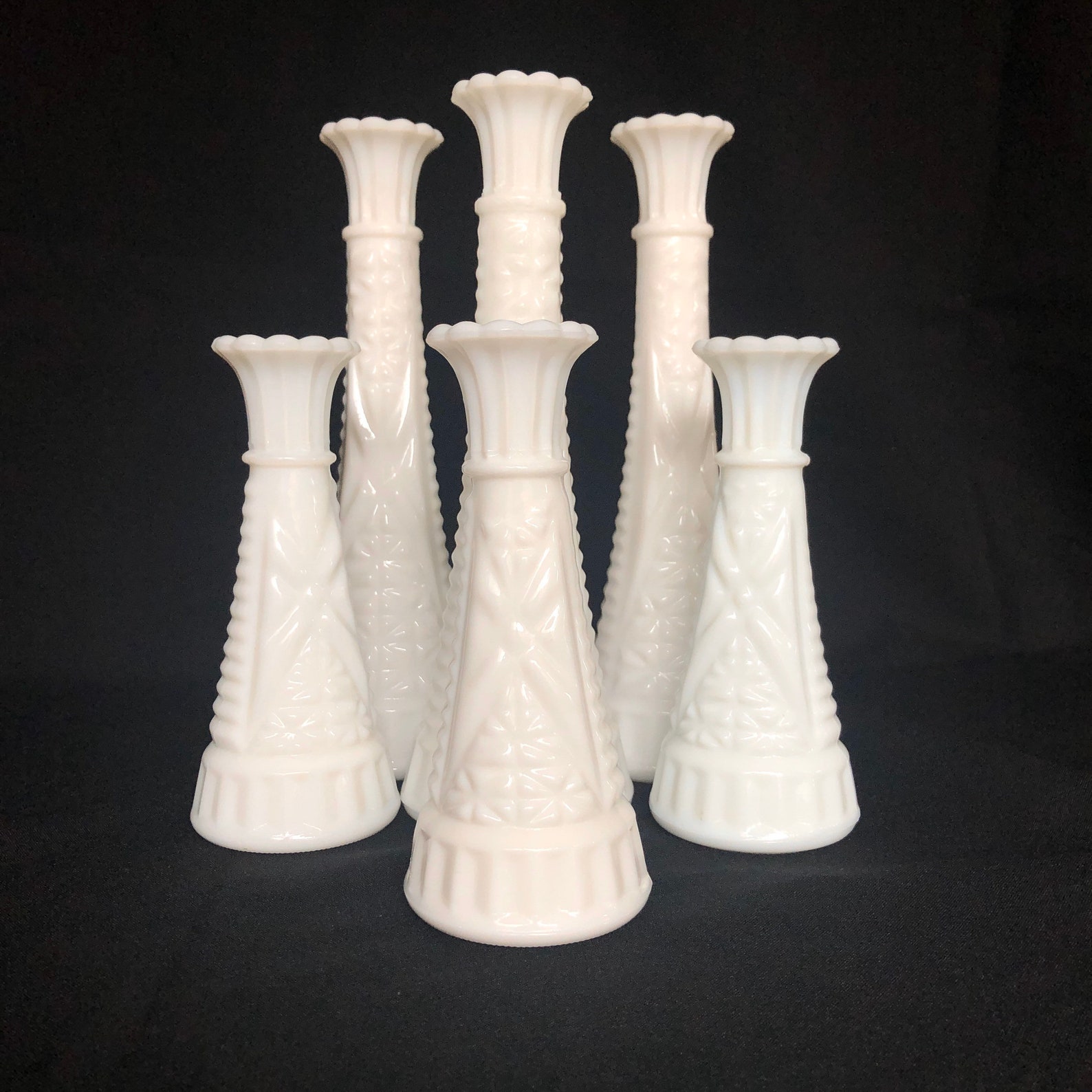 Vintage Opaque White Milk Glass Vases Instant Collection Etsy