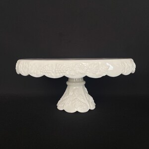 Gorgeous Vintage Westmoreland Milk Glass Paneled Grape 11&quot; Cake Stand | Cake Plate With Skirt _REVIEW FULL DESCRIPTION