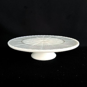 Vintage Anchor Hocking 10 inch Milk Glass Cake Stand - MilkGlass Footed Cake Plate c1950s