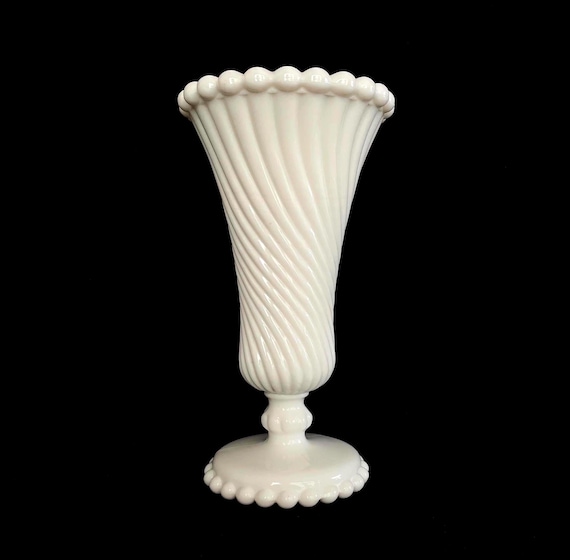 Vintage Westmoreland Milchglas Swirl & Ball Trompete Vase - Milchglas Blumenstrauß Vase