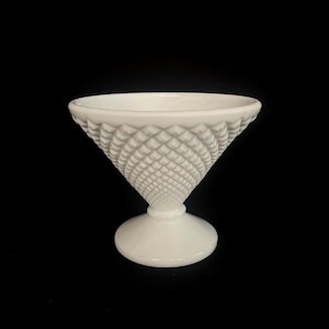 Vintage Westmoreland English Hobnail Milk Glass - Diamond Point Cone Shaped MilkGlass Footed Dish c1950s