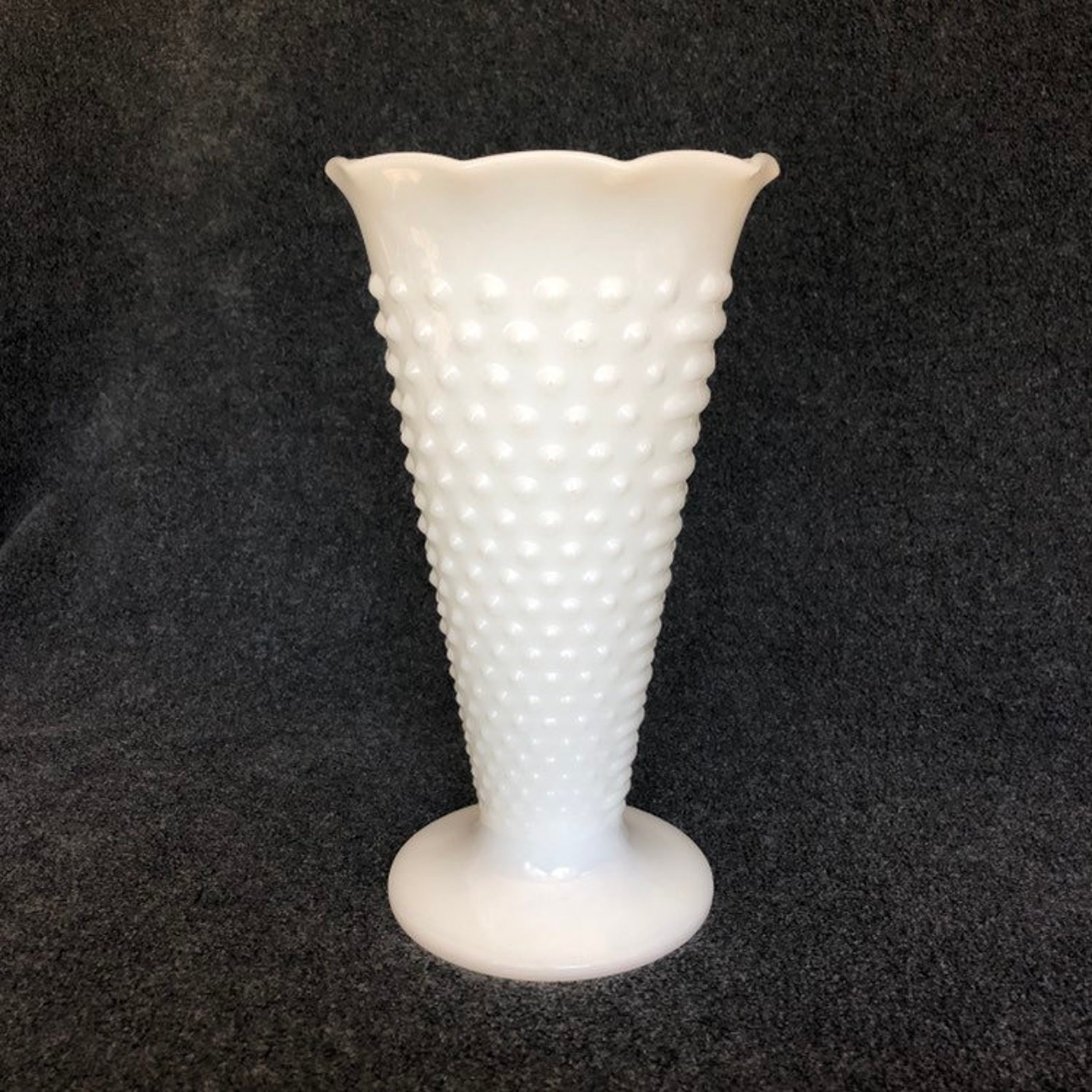 Tall Vintage Milkglass Dot and Dash Trumpet Bouquet Vase Etsy Ireland