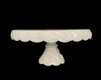 Precioso plato para tartas vintage Westmoreland de 28 cm con paneles de vidrio color uva y faldón _REVISIÓN DESCRIPCIÓN COMPLETA