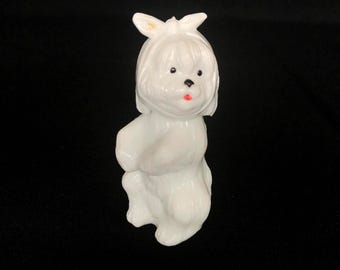 RARE Vintage AVON Milchglas „Sweet Tooth Terrier“ Hundeflasche / Figur c1970s