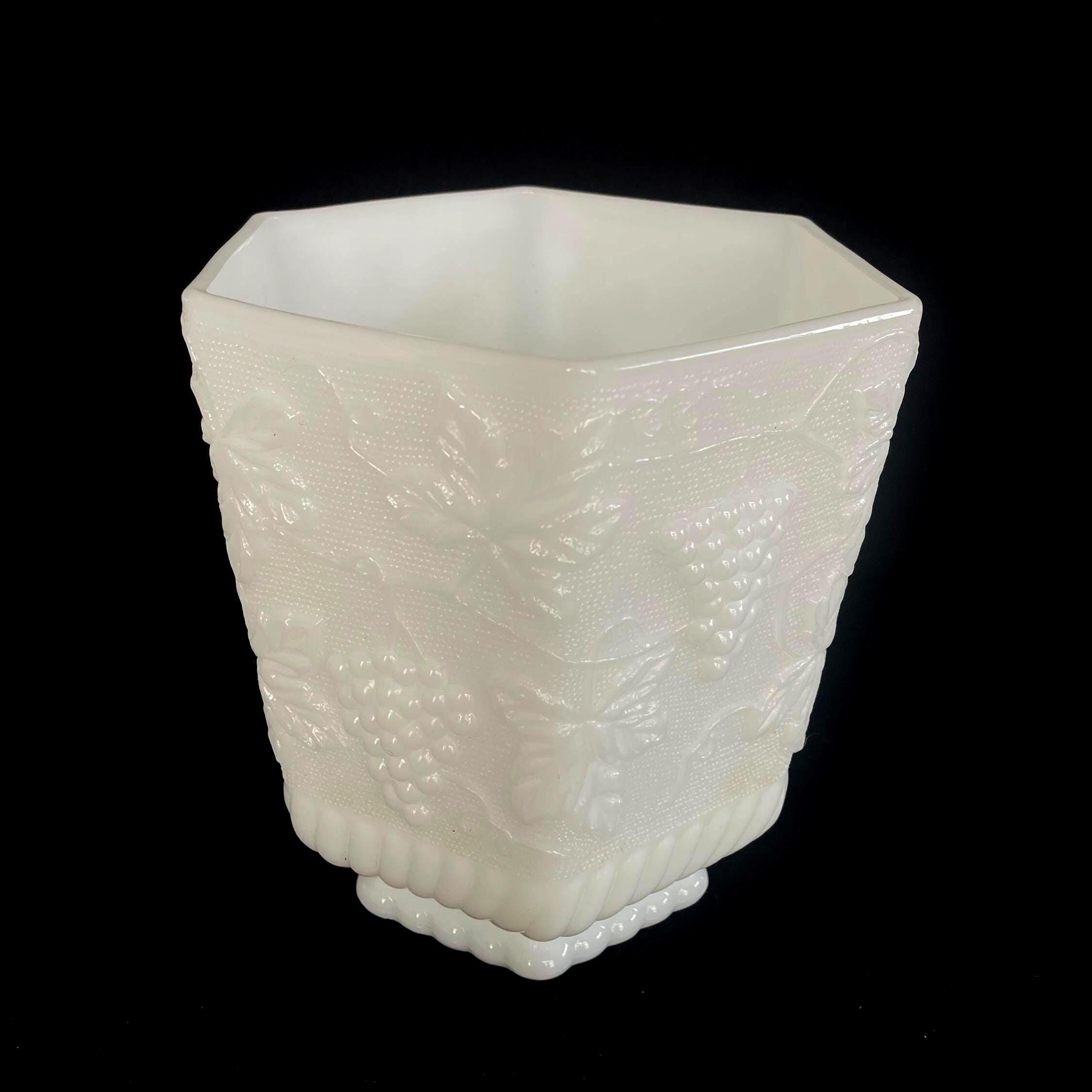 Vintage Anchor Hocking Harvest Grape Pattern Milk Glass Cookie Jar