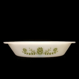 Vintage Glasbake J2352 Primrose Dream - Cocotte en verre divisé en verre avec motif marguerite verte