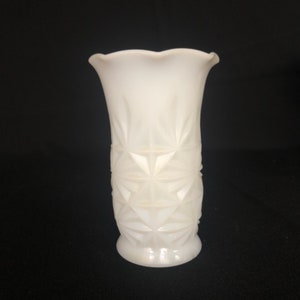 Vintage Hazel Atlas Starburst White Milk Glass Vase
