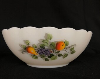 butter dish serving dish France Fruits of France dish,fruit decor rectangular vintage Fruits de France ARCOPAL milk glass
